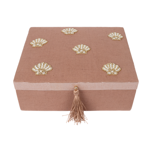 Cotton linen box shells terra