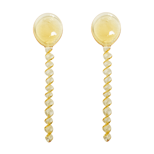 Glass coffee spoons spiral mustard (set/2)