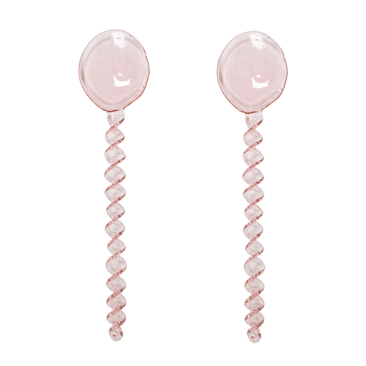 Glass coffee spoons spiral blush (set/2)