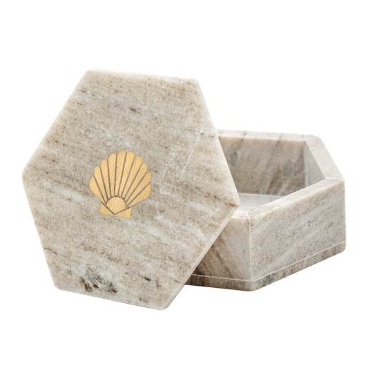 Marble box with brass shell